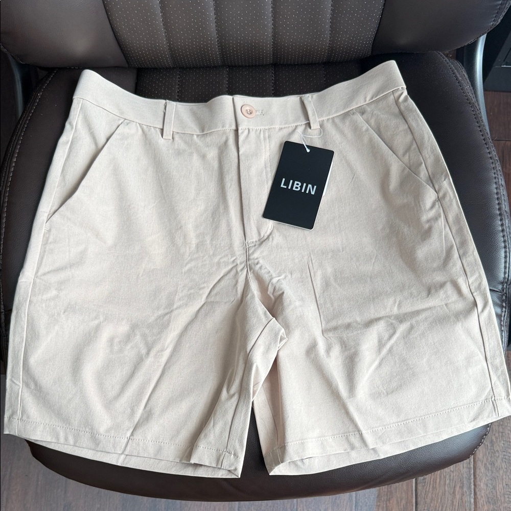 Libin Men's Golf  Shorts - Tan